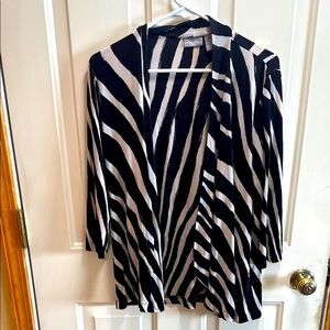 Chico’s Black and Cream Zebra Print Cardigan size 1